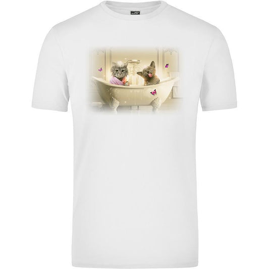 Tee-shirt blanc Homme - Chat Baignoire