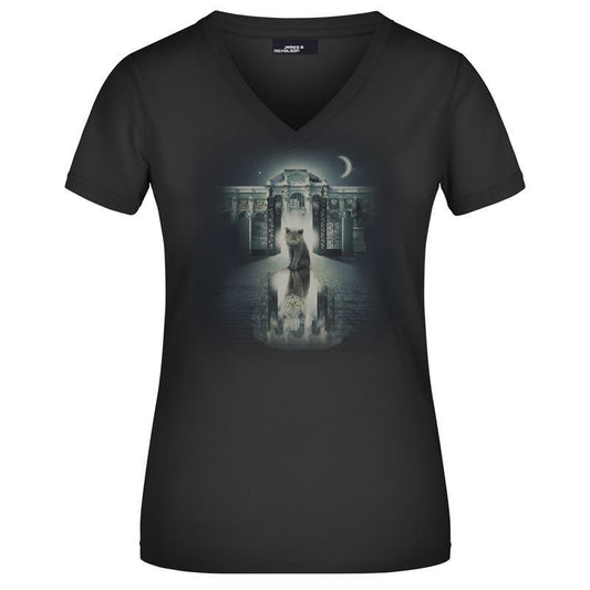 Tee-shirt noir Femme - Chat Reflet